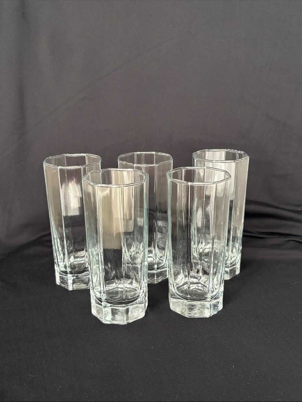 Hexagonal Clear Highball Glasses - Set of 5